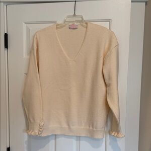 Chic Cream V-Neck Sweater for Women